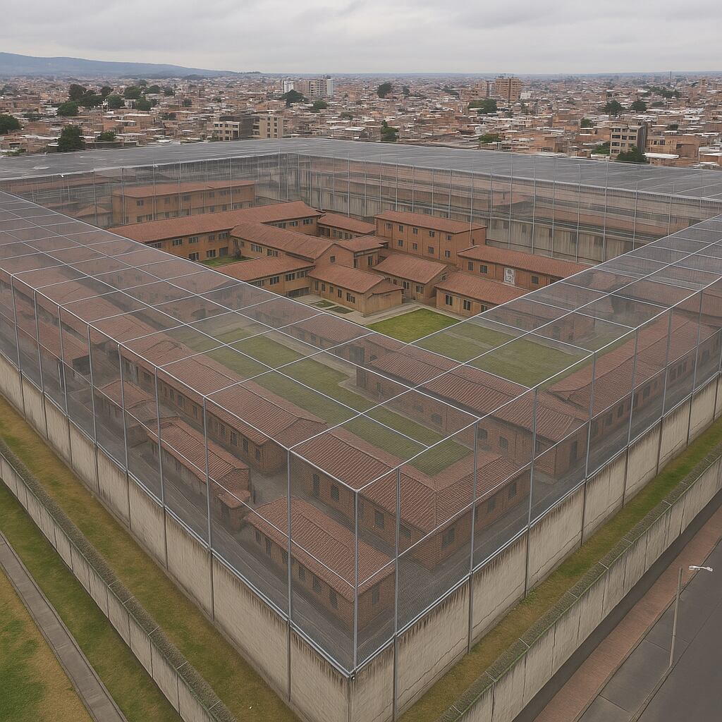 Imagen generada con inteligencia artificial: así se vería La Modelo de Bogotá con una jaula de Faraday.