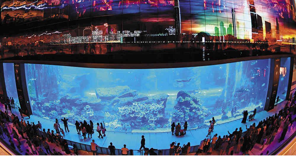El conocido acuario del Dubai Mall.