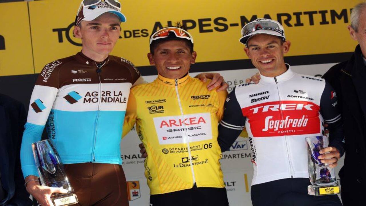 Nairo quintana junto a Romain Bardet (AG2R La Mondiale) y Richie Porte (Trek).