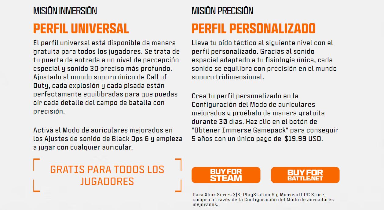 La empresa Embody ha destacado que su sistema de sonido espacial para Call of Duty: Black Ops 6 permitirá a los jugadores personalizar su experiencia auditiva de manera única, enfatizando que, si bien el acceso básico es gratuito, los perfiles personalizados son una opción premium para aquellos que buscan un audio más inmersivo.
