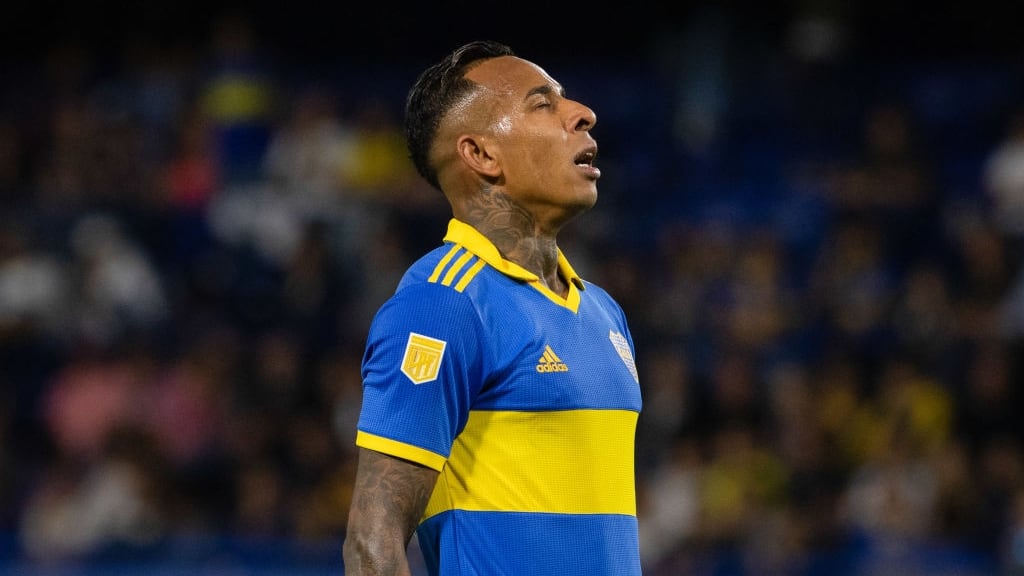 BUENOS AIRES, ARGENTINA - 2023/05/14: Sebastian Villa of Boca Juniors reacts during a Liga Profesional 2023 match between Boca Juniors and Belgrano at Estadio Alberto J. Armando. Final score; Boca Juniors 2:0 Belgrano. (Photo by Manuel Cortina/SOPA Images/LightRocket via Getty Images)