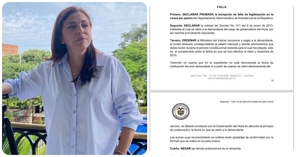 La exgobernadora del Huila, Cielo González Villa, y el fallo del Consejo de Estado.