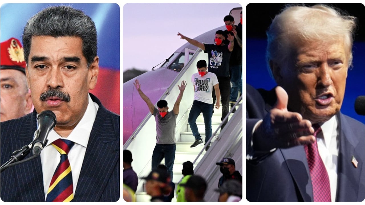 Nicolás Maduro y Donald Trump, junto a vuelos de migrantes venezolanos