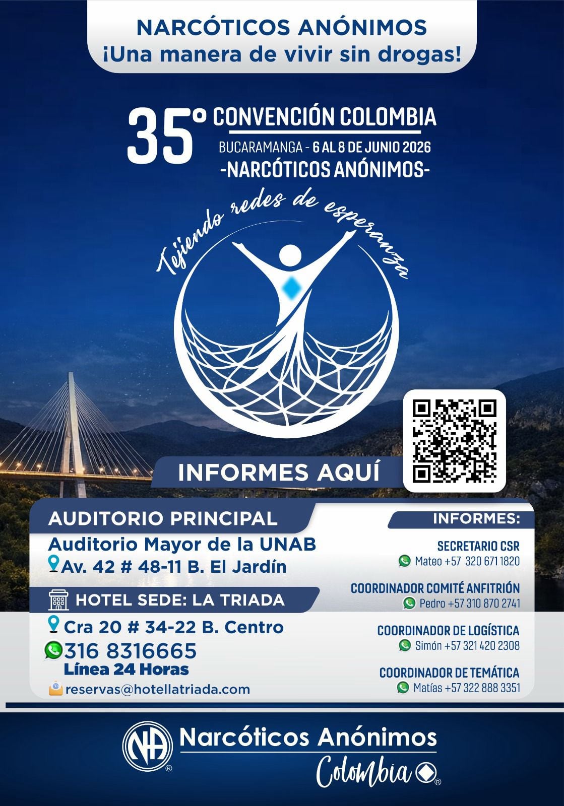 Este año se celebrará en Bucaramanga la edición número 35 de la Convención de Narcóticos Anónimos.
