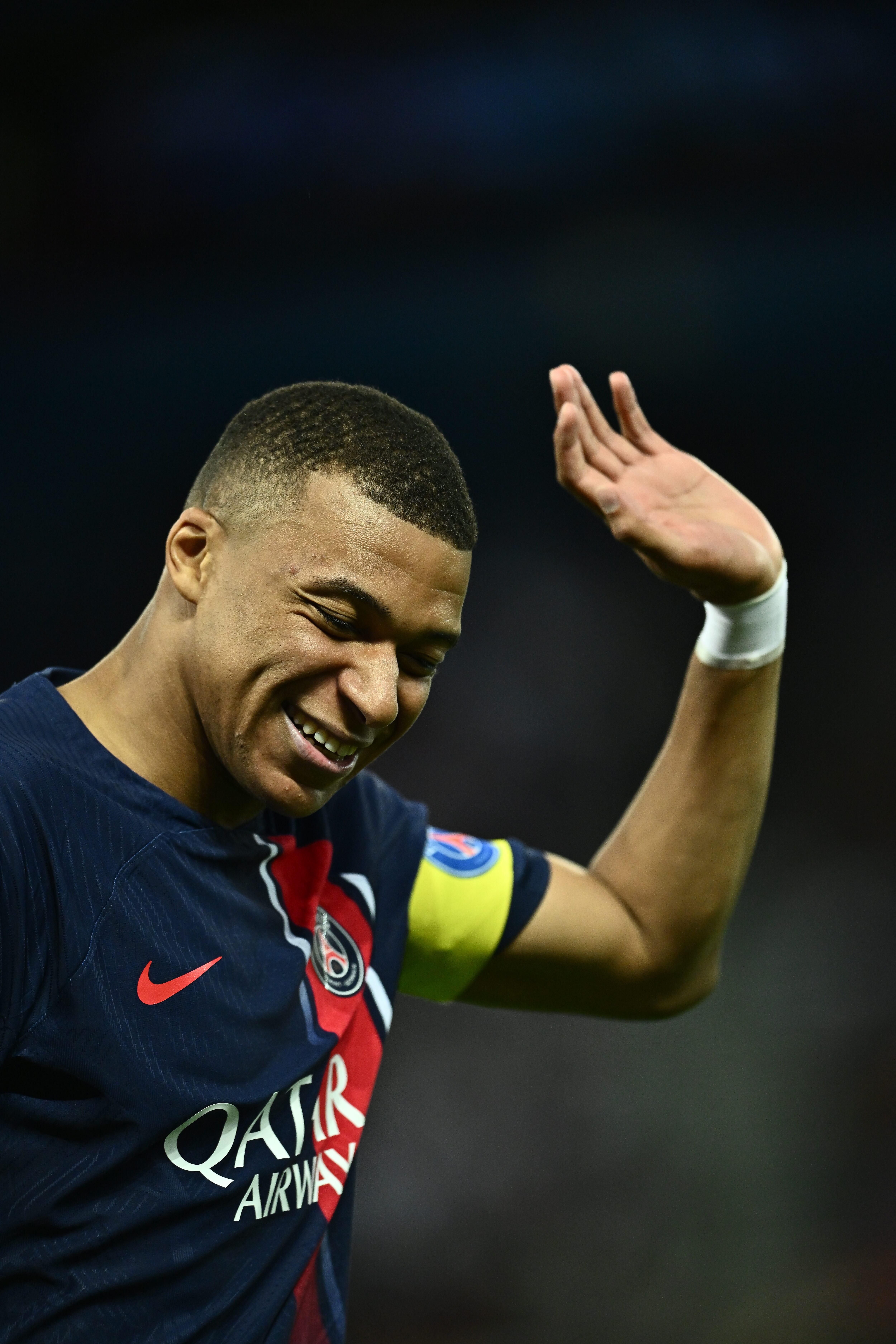 PARIS, FRANCE - JUNE 3: Kylian Mbappe of Paris Saint-Germain looks on during the Ligue 1 match between Paris Saint-Germain and Clermont Foot at Parc des Princes on June 3, 2023 in Paris, France. (Photo by Sebastian Frej/MB Media/Getty Images)