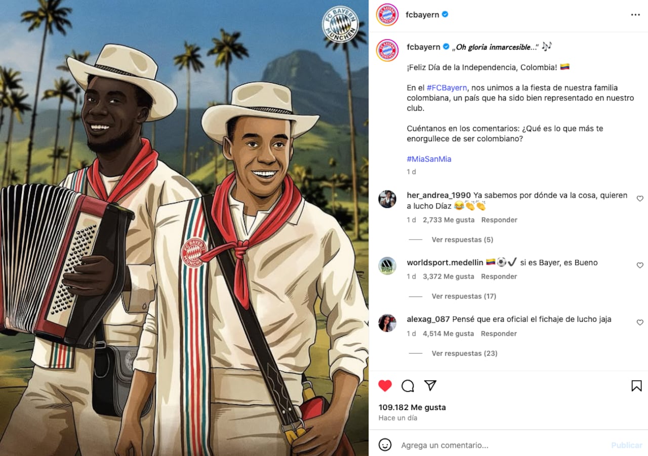 La publicación de Bayern Múnich para felicitar a Colombia por su independencia