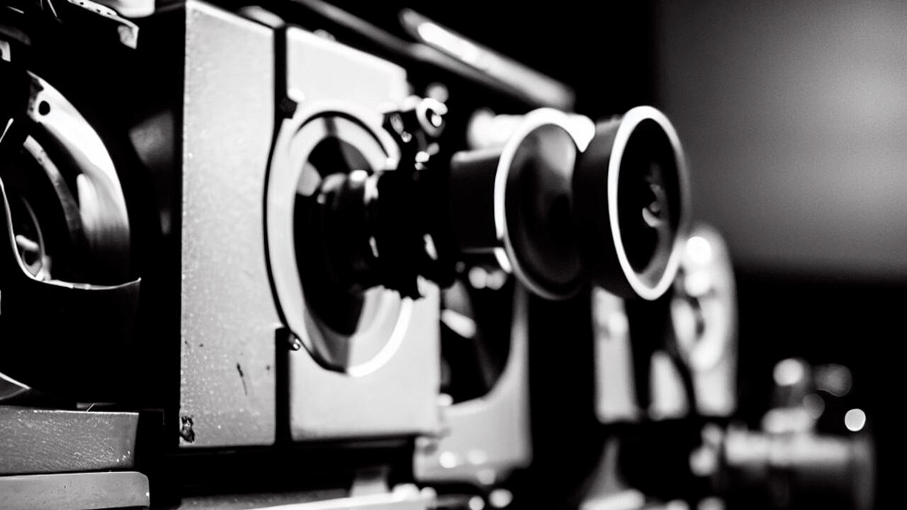 Ilustración creada con IA de un proyector de cine