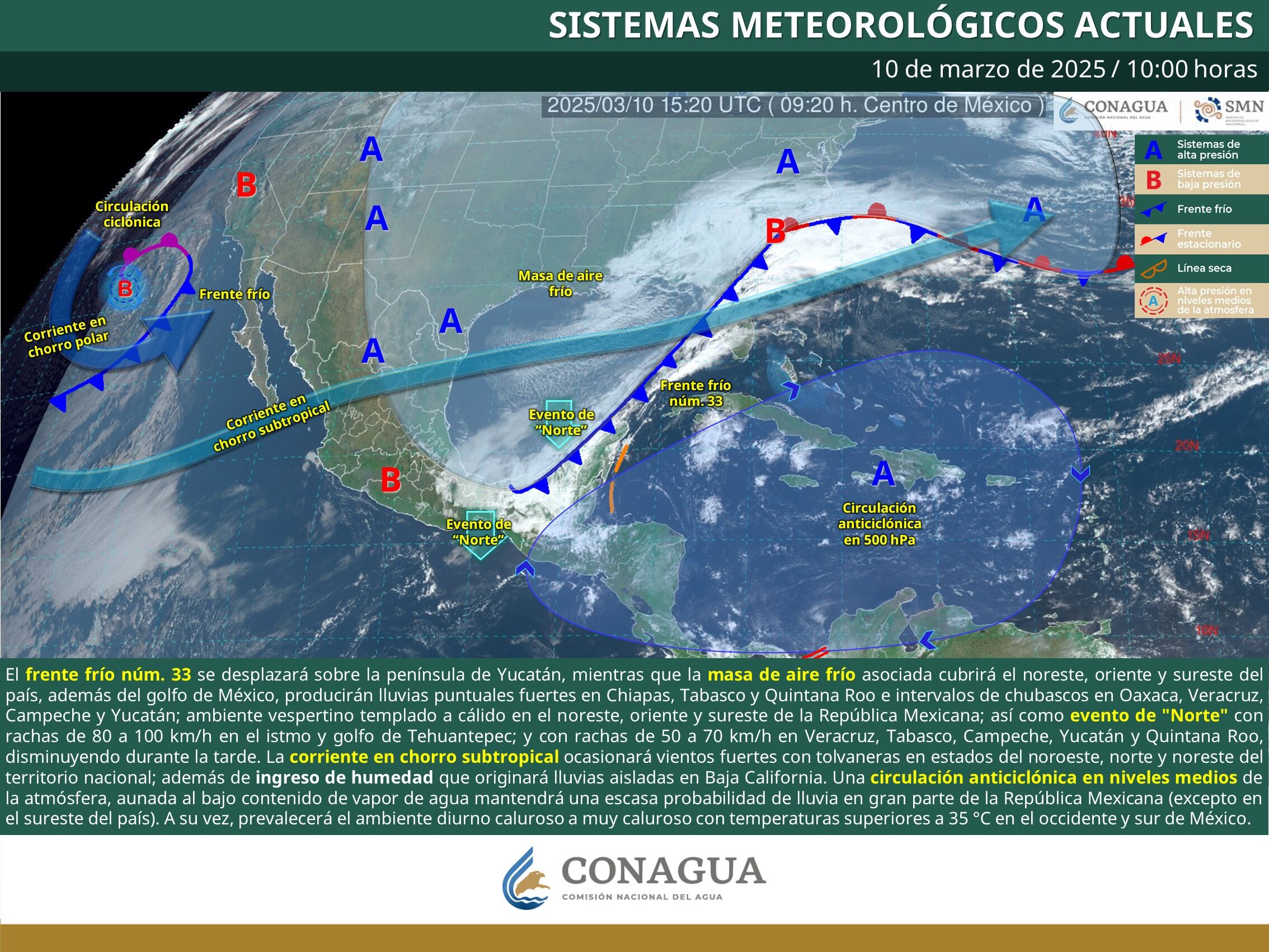 Conagua confirmó la llegada del nuevo frente frío y la Gran Masa de Aire Frío