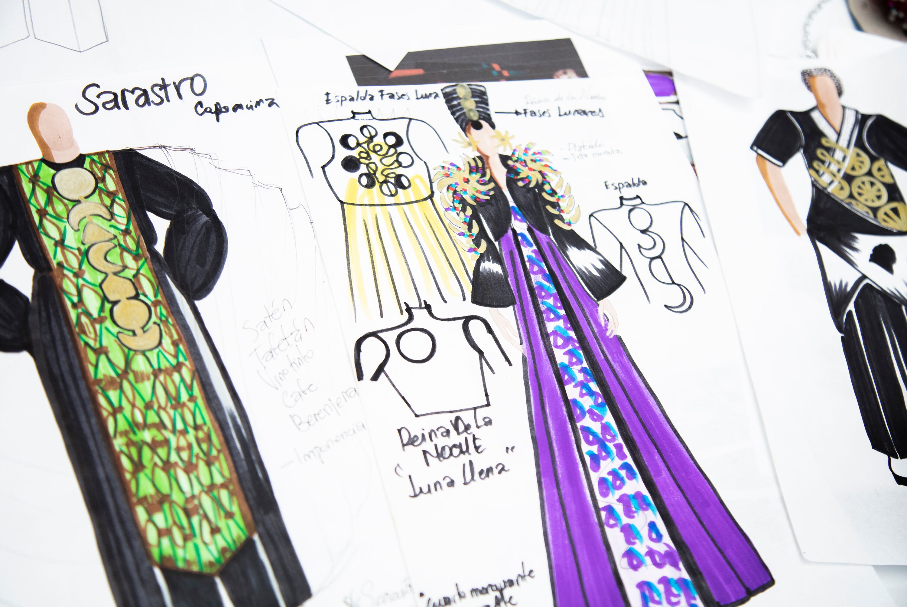 Bocetos, vestuario y escenografía de 'La Flauta Mágica',  un espectáculo de ópera como ninguna antes en el país.