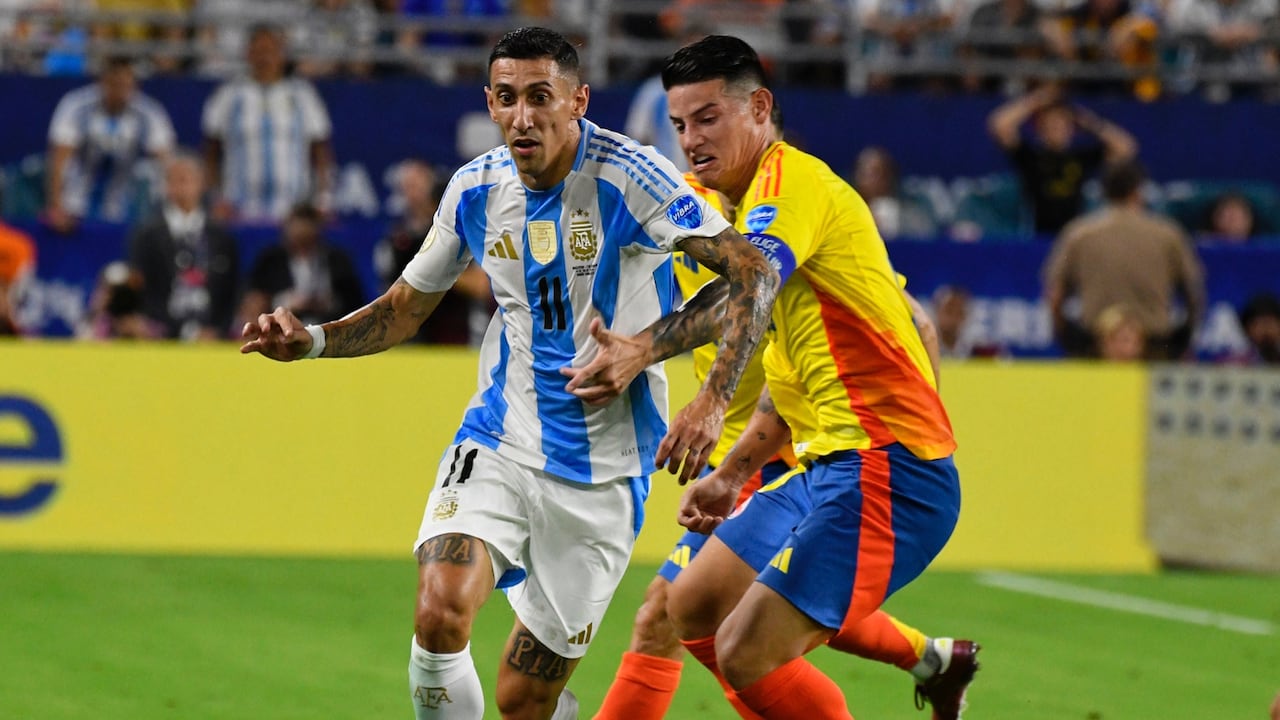 James Rodríguez y Ángel Di María durante la final de la Copa América 2024, en Estados Unidos, el 15 de julio de ese año