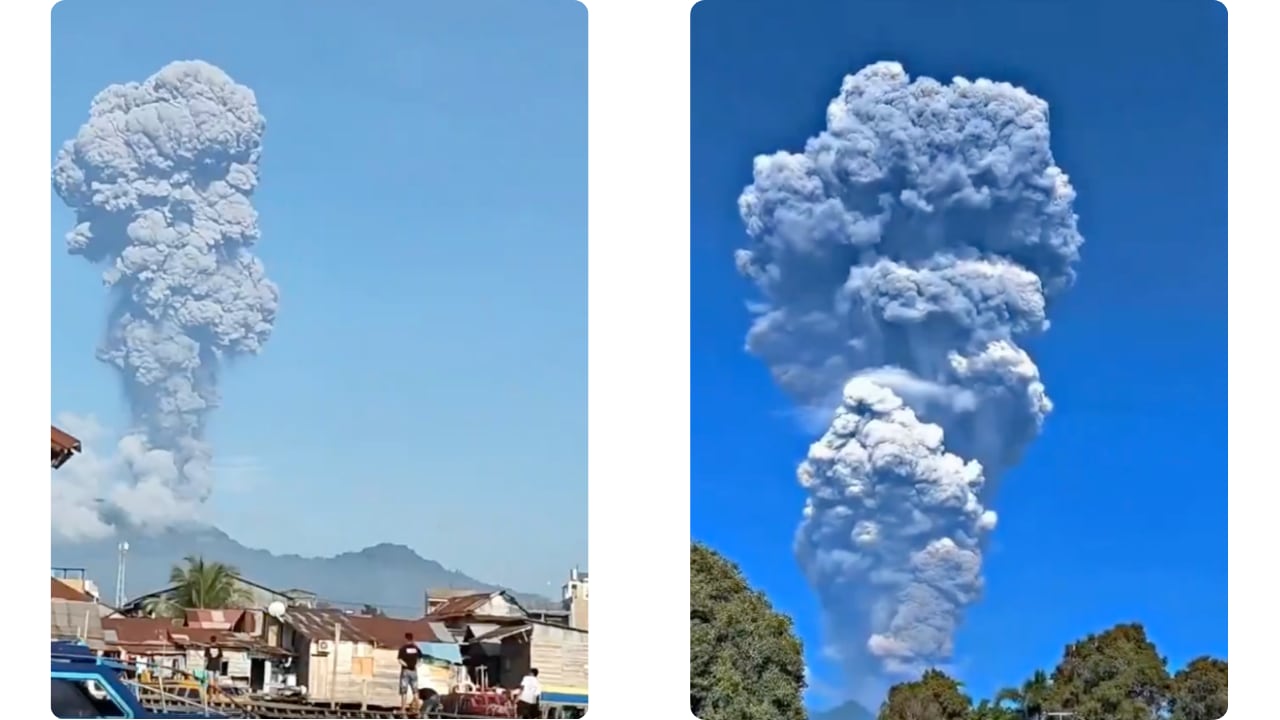 La columna de humo se pudo ver a varios kilómetros del lugar de la erupción.