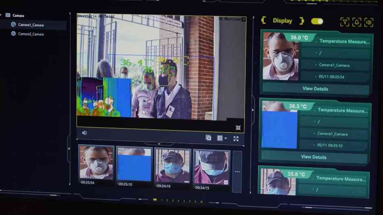 Esta cámara térmica que permitirá monitorear la temperatura corporal de más de 400 colaboradores de la entidad en tiempo real. Cortesía Movistar Colombia.