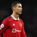 MANCHESTER, ENGLAND - OCTOBER 30: Cristiano Ronaldo of Manchester United during the Premier League game between Manchester United and West Ham United at Old Trafford on October 30, 2022 in Manchester, United Kingdom. (Photo by Matthew Ashton - AMA/Getty Images)
