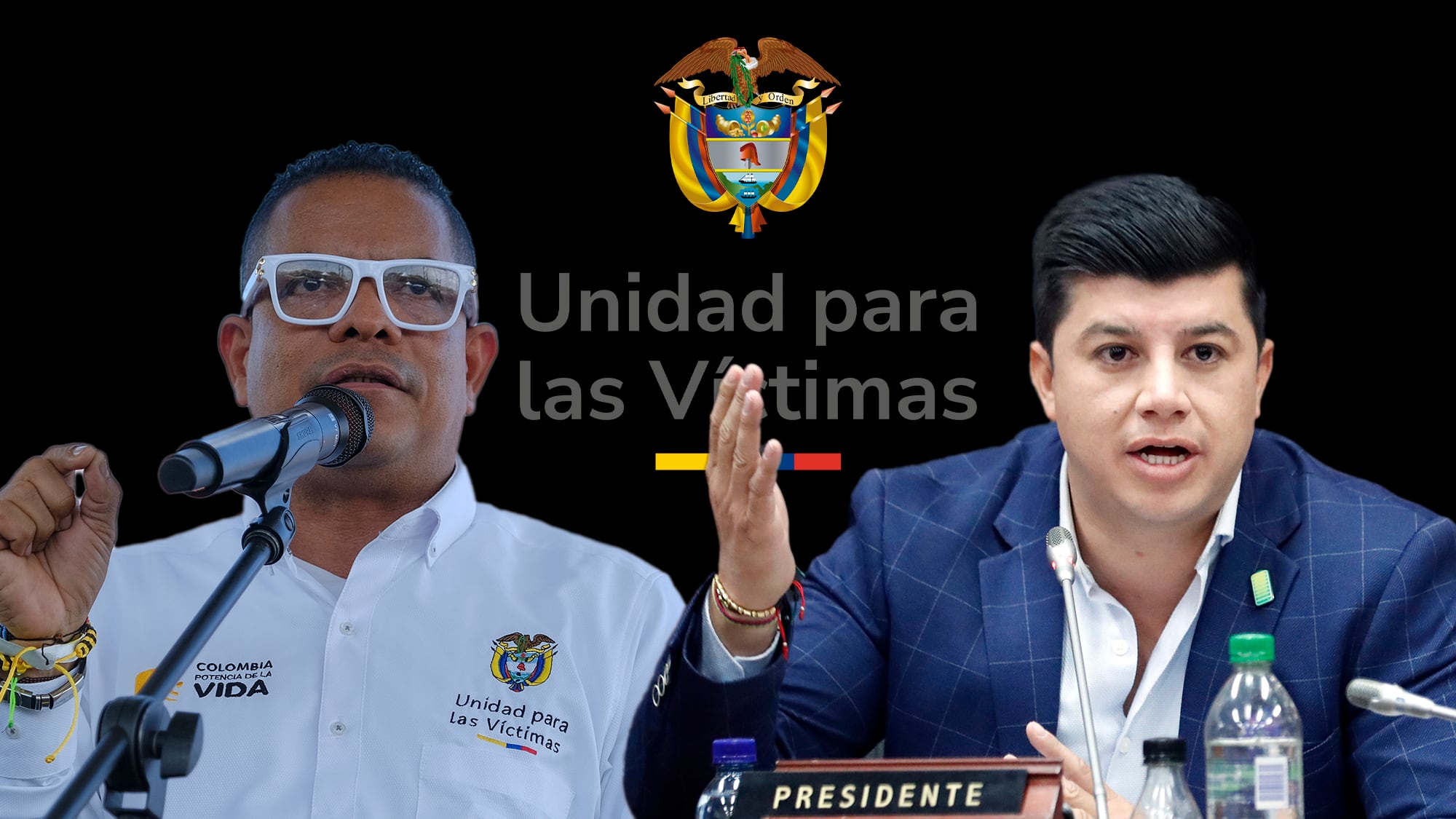 Unidad para las Víctimas; el senador Gustavo Moreno; y el director de esa entidad, Adith Romero