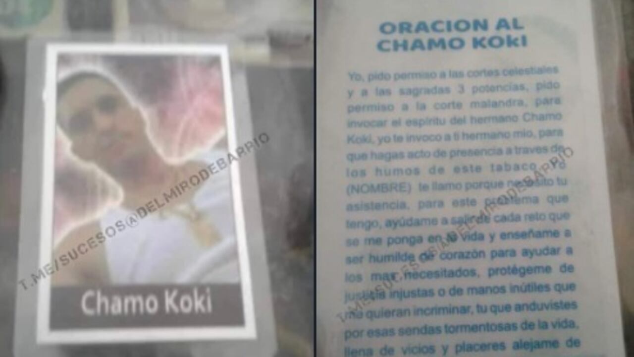 Estampita de Alias "Koki". Foto de cuenta de Twitter de Delmiro de Barrio @delmirodebarrio