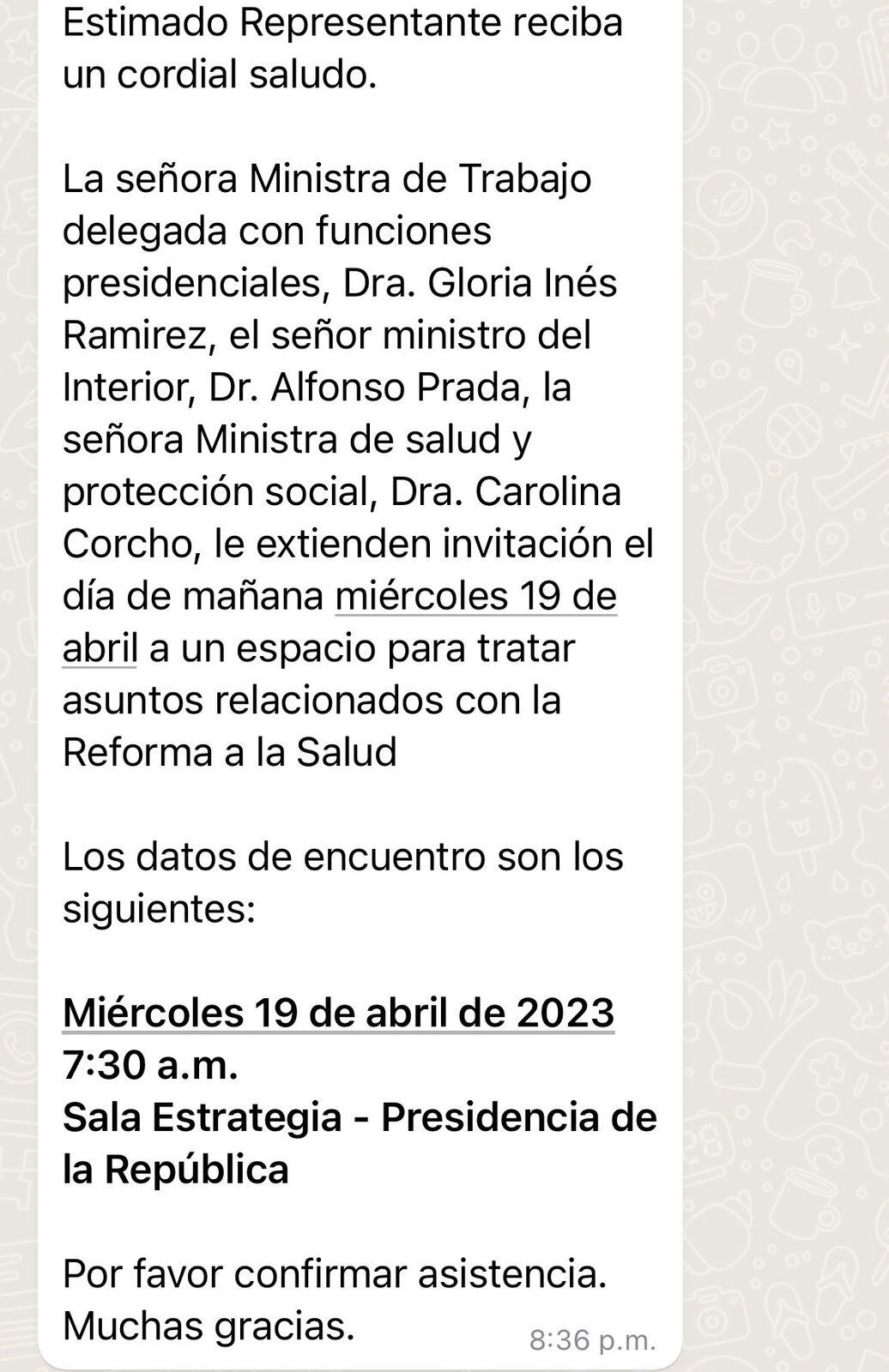 Mensaje de WhatsApp