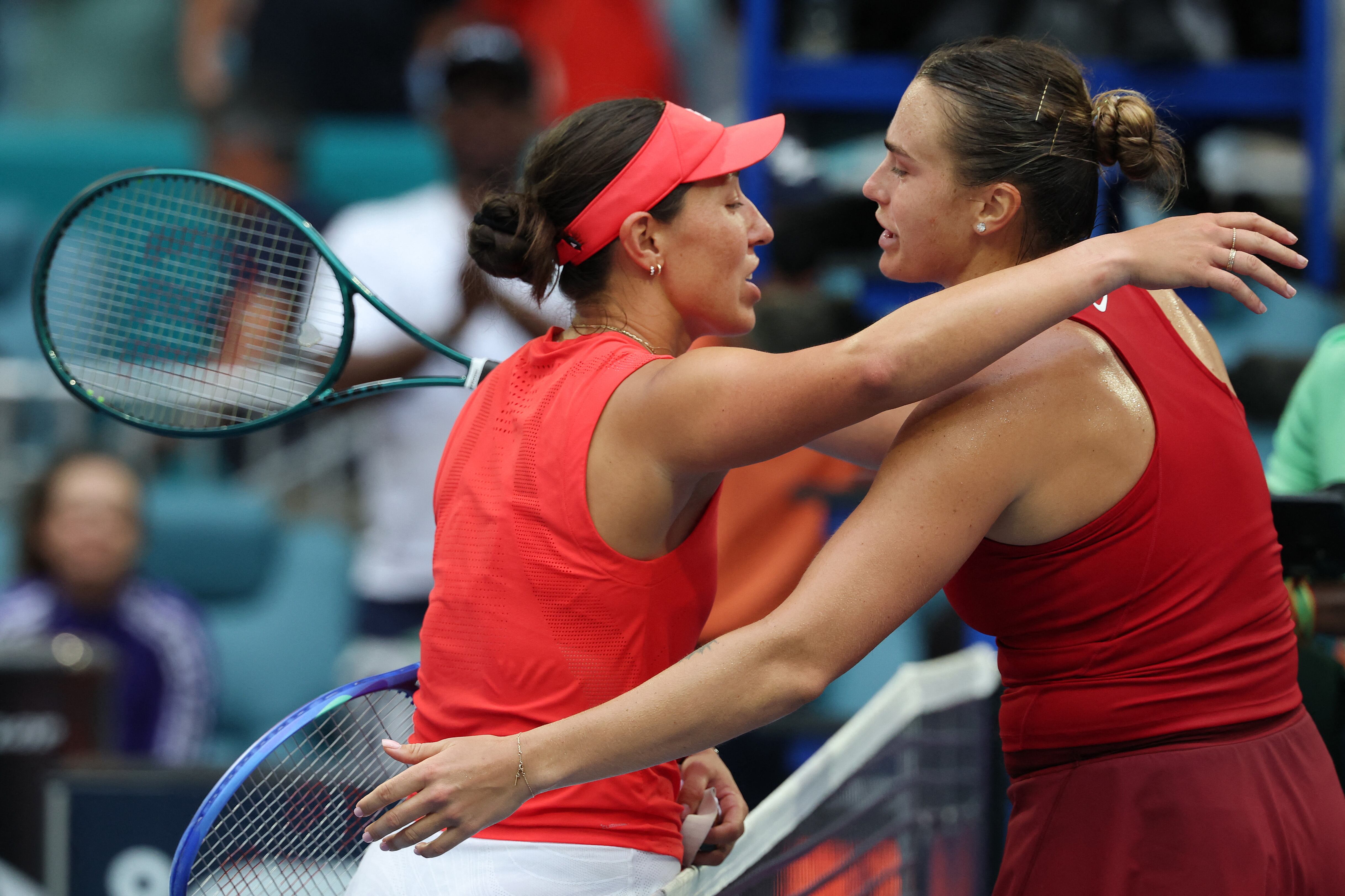 Jessica Pegula y Aryna Sabalenka en la final del Miami Open