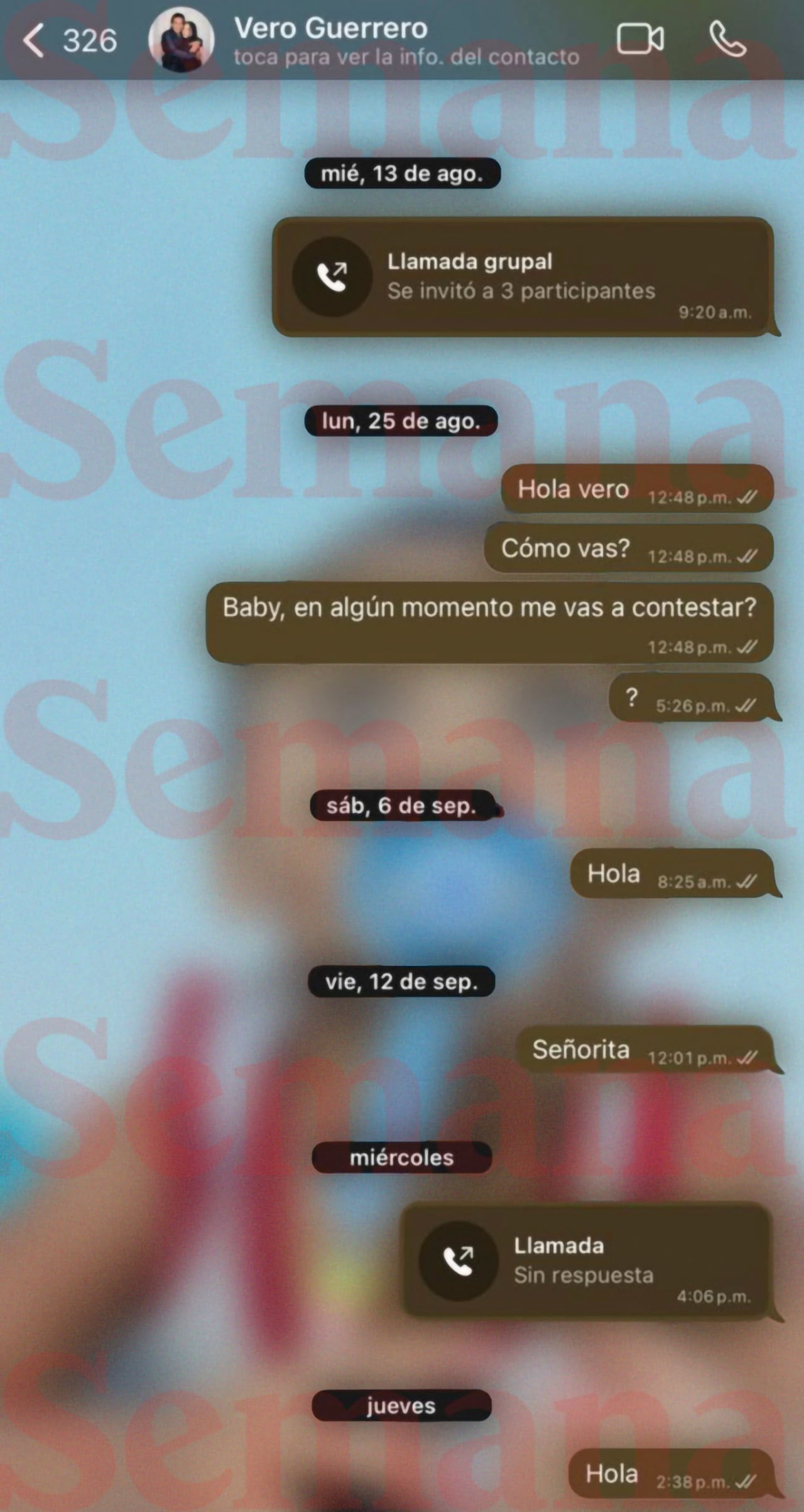 Chat entre Trespalacios y Verónica Guerrero.