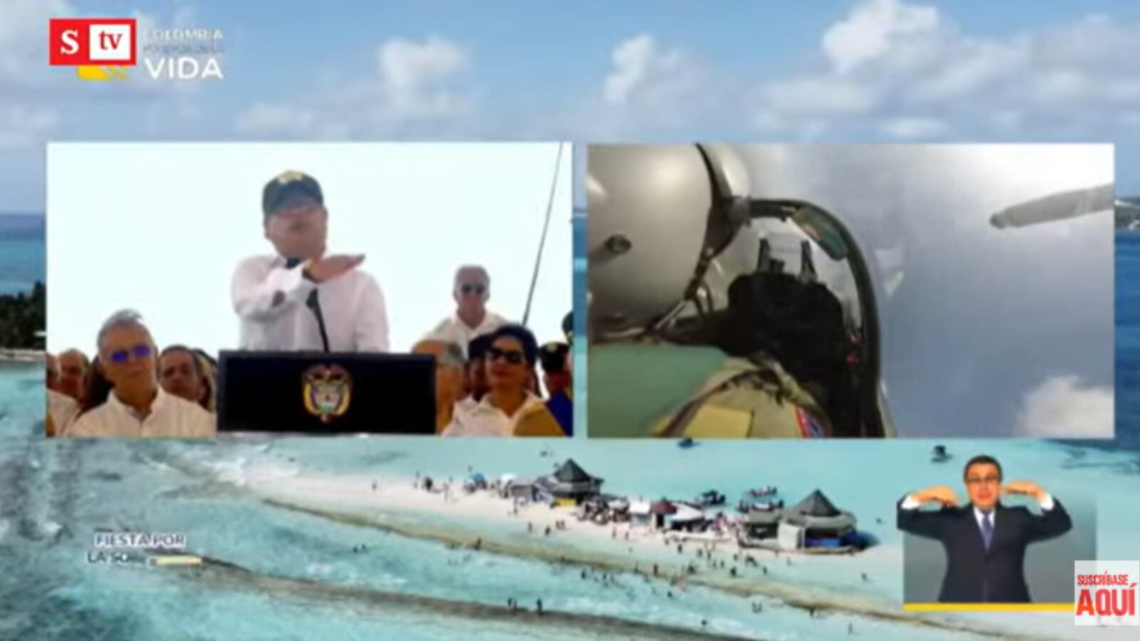 Un pequeño susto se vivió en medio del discurso de Gustavo Petro por el sonido de un avión militar.