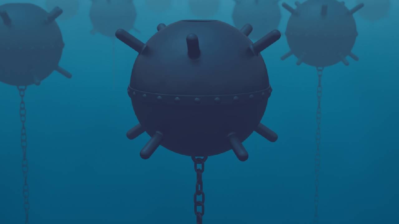 Imagen de referencia de una mina en el mar. No corresponde al hallazgo en mención.
