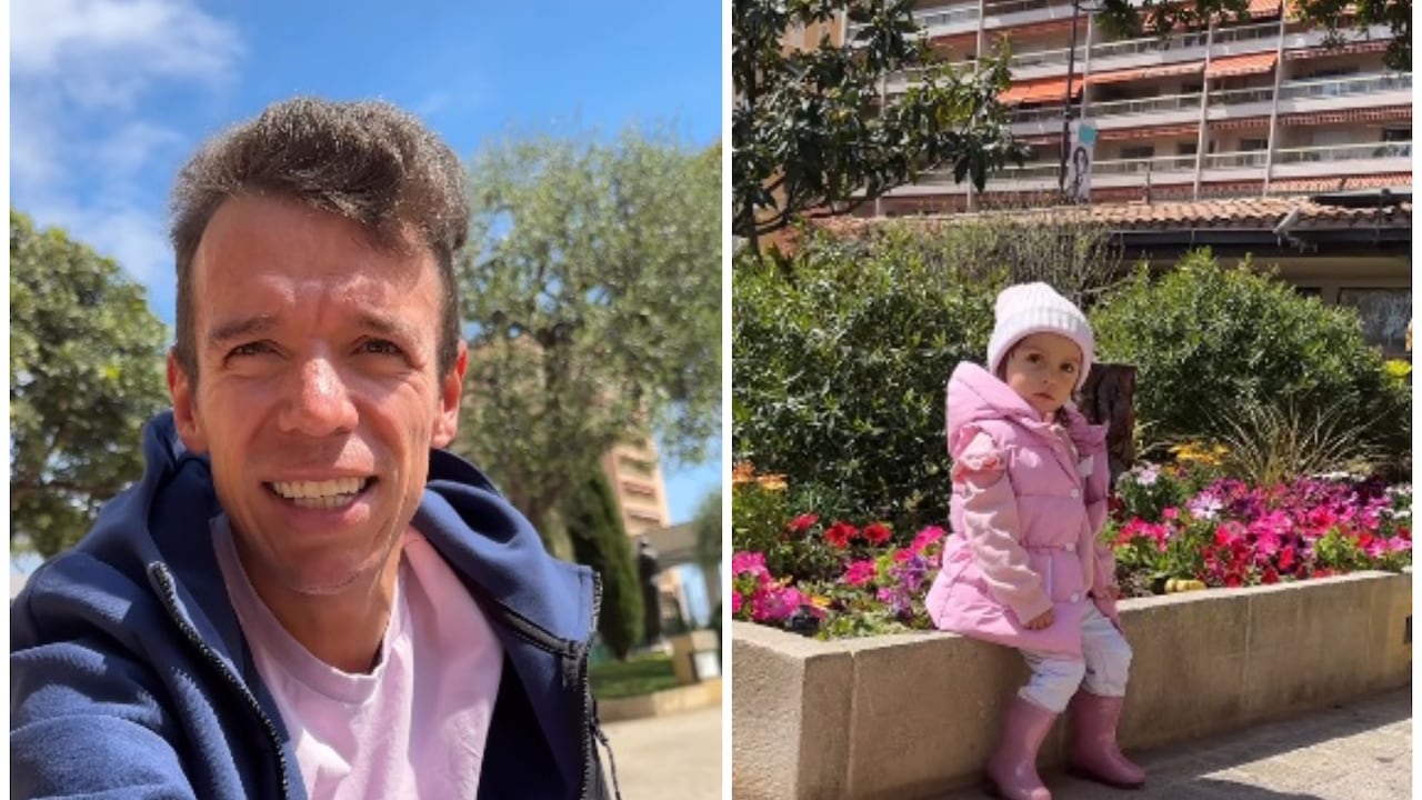 Rigoberto Urán, fotografiando a su hija Carlota.