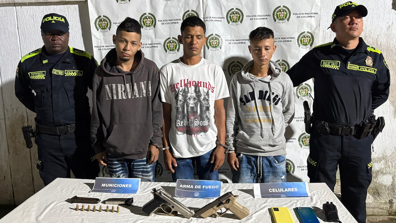 Tres presuntos sicarios capturados por la Policía.