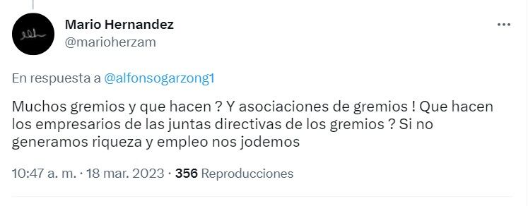 Mario Hernández hizo un llamado importante al gremio de empresarios.