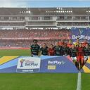América de Cali y Deportivo Cali. Finalista y semifinalistas de la liga femenina 2022. Partido jugado en el Pascual Guerrero.