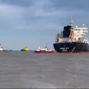 El buque Ambar Bay, encallado cerca al canal de acceso del puerto de Barranquilla.
