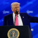 US President Donald Trump during the Conservative Political Action Conference (CPAC) in National Harbor, Maryland, US, on Saturday, Feb. 22, 2025. The Conservative Political Action Conference launched in 1974 brings together conservative organizations, elected leaders, and activists. Photographer: Kent Nishimura/Bloomberg via Getty Images