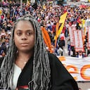 Bogotá. 12 de junio de 2024. Miembros de Fecode entraron en paro nacional para manifestar su inconformidad ante la ley estatutaria que ha sido aprobada en el congreso de la republica. (Colprensa - Mariano Vimos)