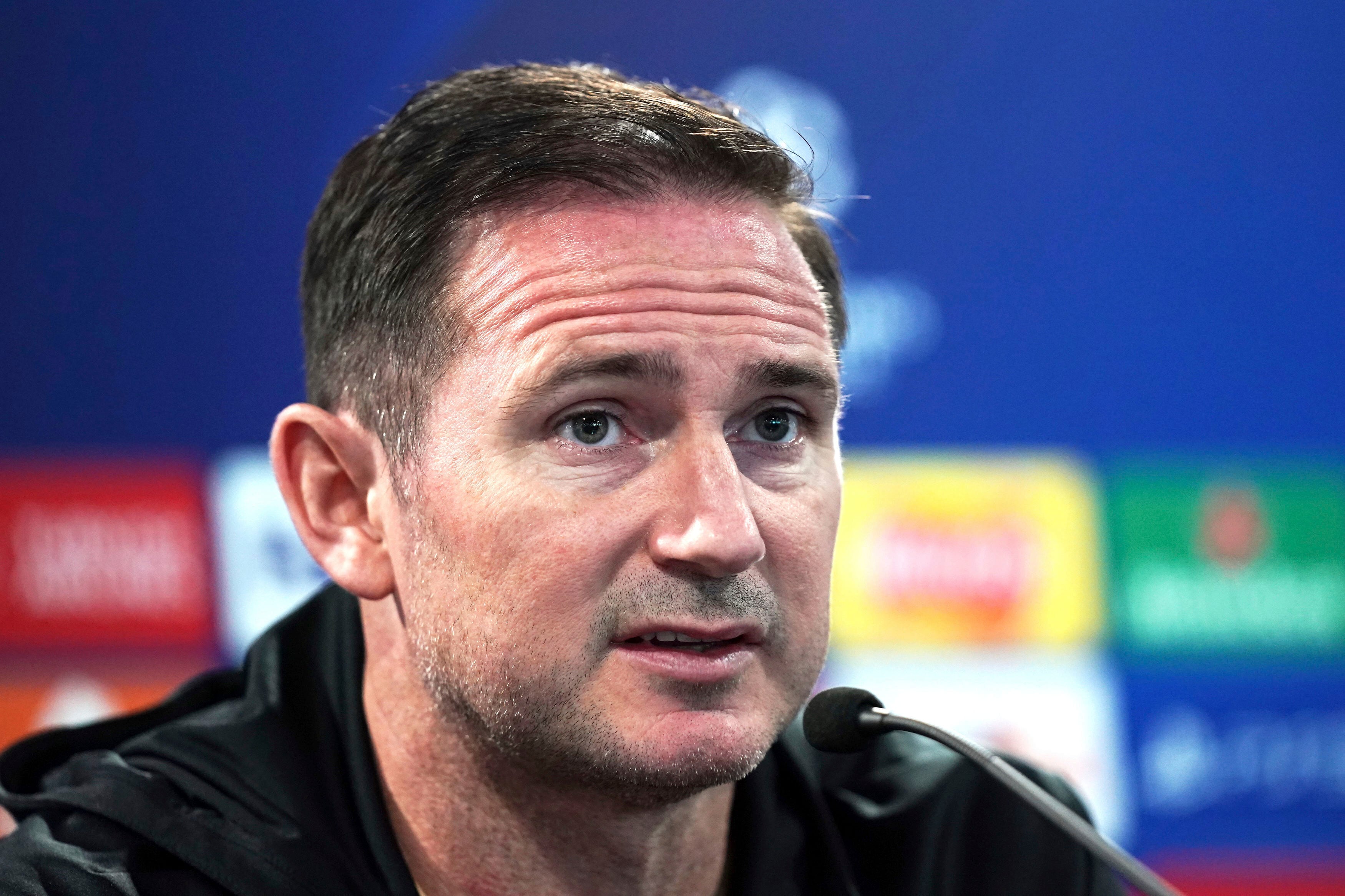 Chelsea's manager Frank Lampard speaks during a press conference at Stamford Bridge, London, England, Monday, April 17, 2023. FC Chelsea will face Real Madrid for a UEFA Champions League quarterfinal soccer match on Tuesday, April 18, 2023. (John Walton/PA via AP)