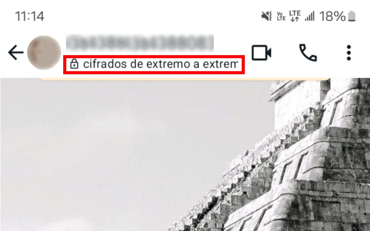 Mensaje de cifrado de extremo a extremo de WhatsApp