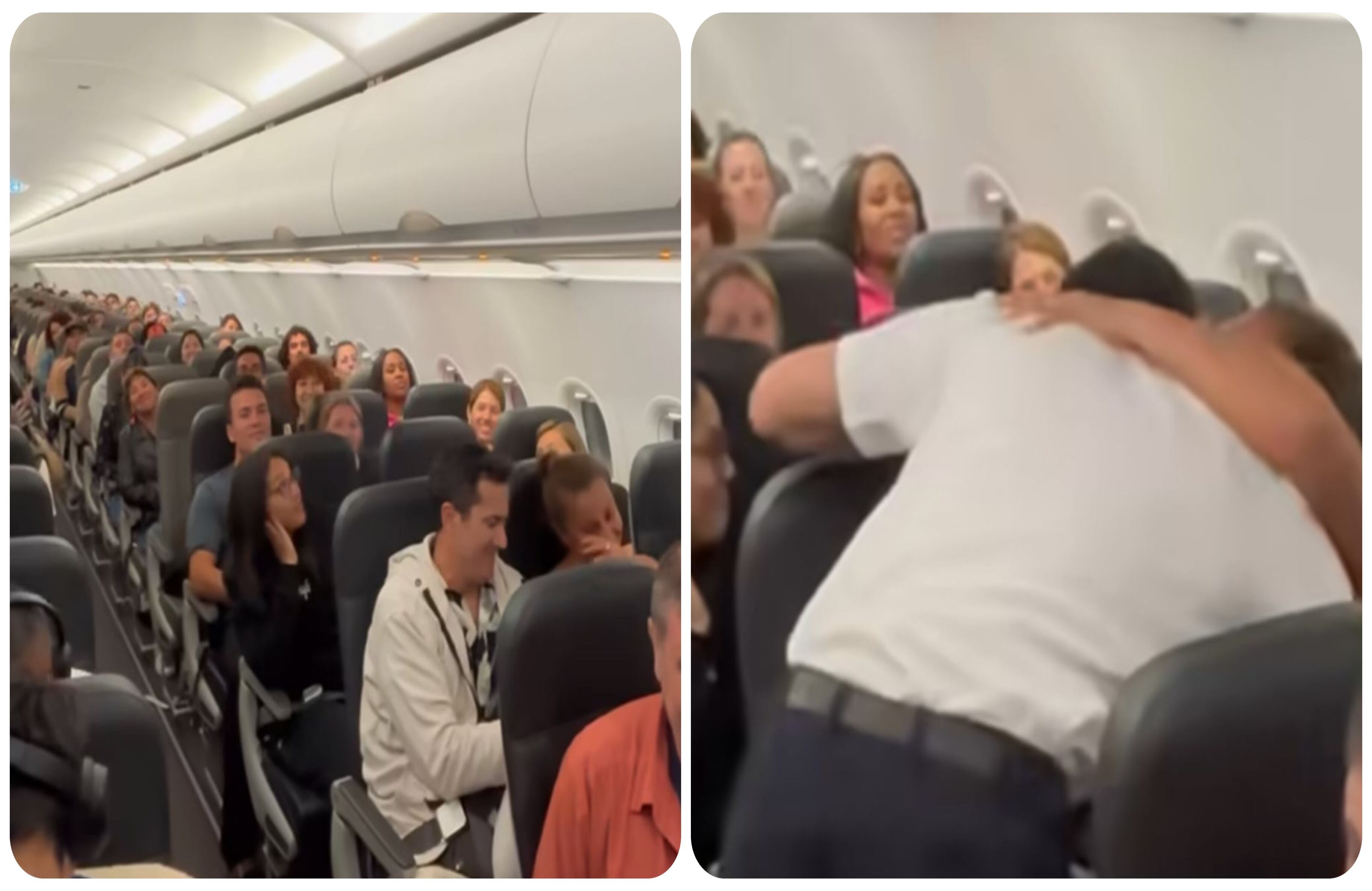 Los pasajeros aplaudieron tras el emotivo discurso del piloto