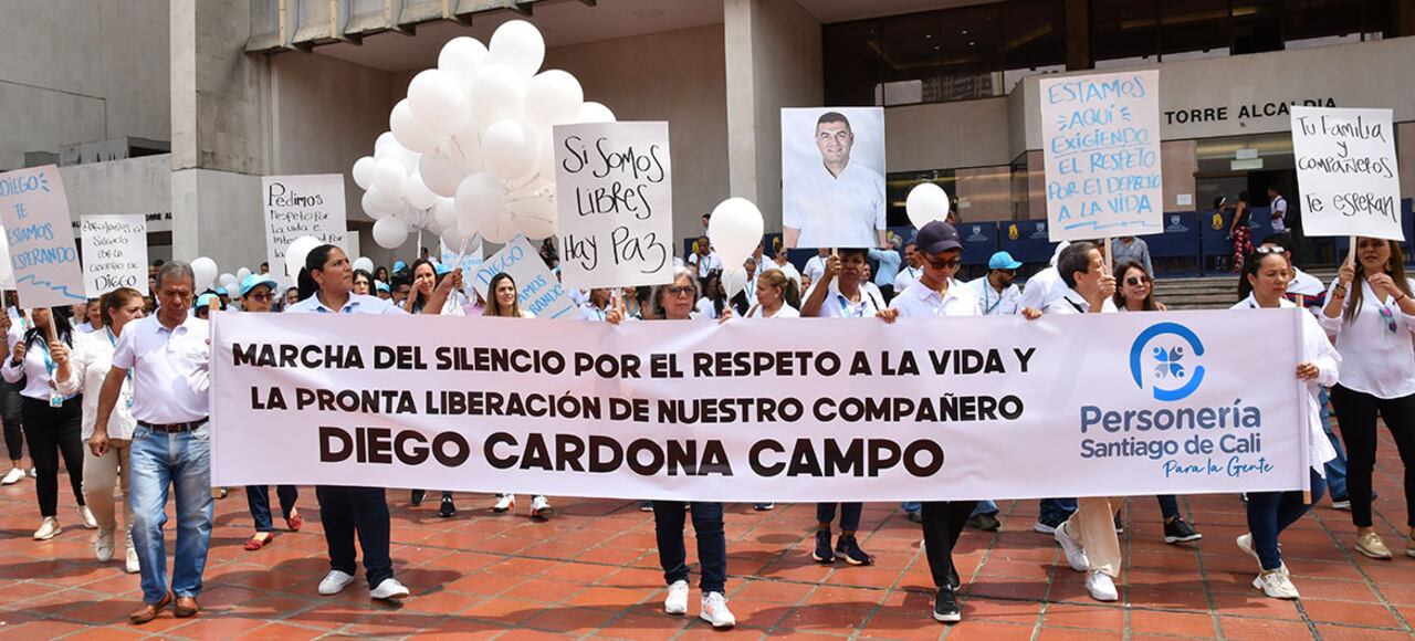 Personería de Cali lideró marcha del silencio por la pronta liberación de exsecretario de Deportes secuestrado en Restrepo, Valle.