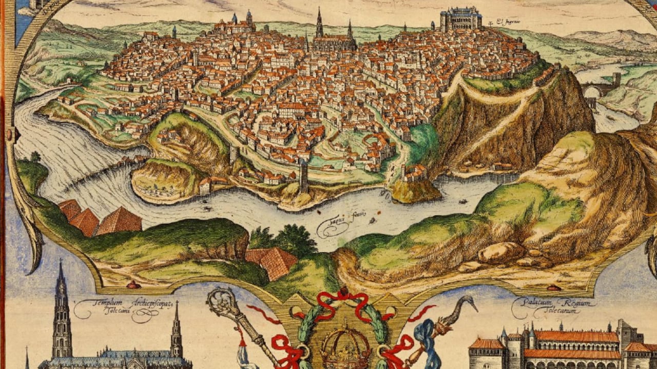 Mapa de Toledo obra de Joris Hoefnagel, procedente de ‘Civitates orbis terrarum’, de Braun and Hogenberg, 1572.