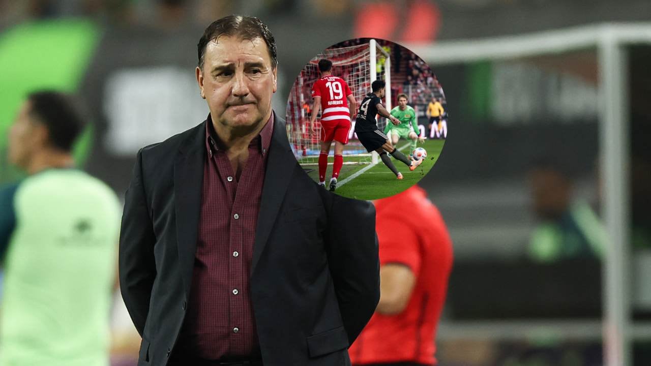 Néstor Lorenzo, técnico de la Selección Colombia / Momento exacto del remate de Luis Díaz.