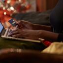 Woman buying Christmas presents on the Internet