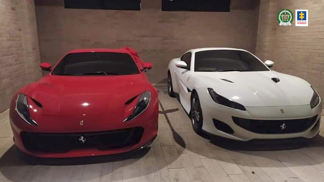 Los Ferrari y otros lujosos bienes que incautó la Fiscalía a alias Falcón, un narco del Clan del Golfo