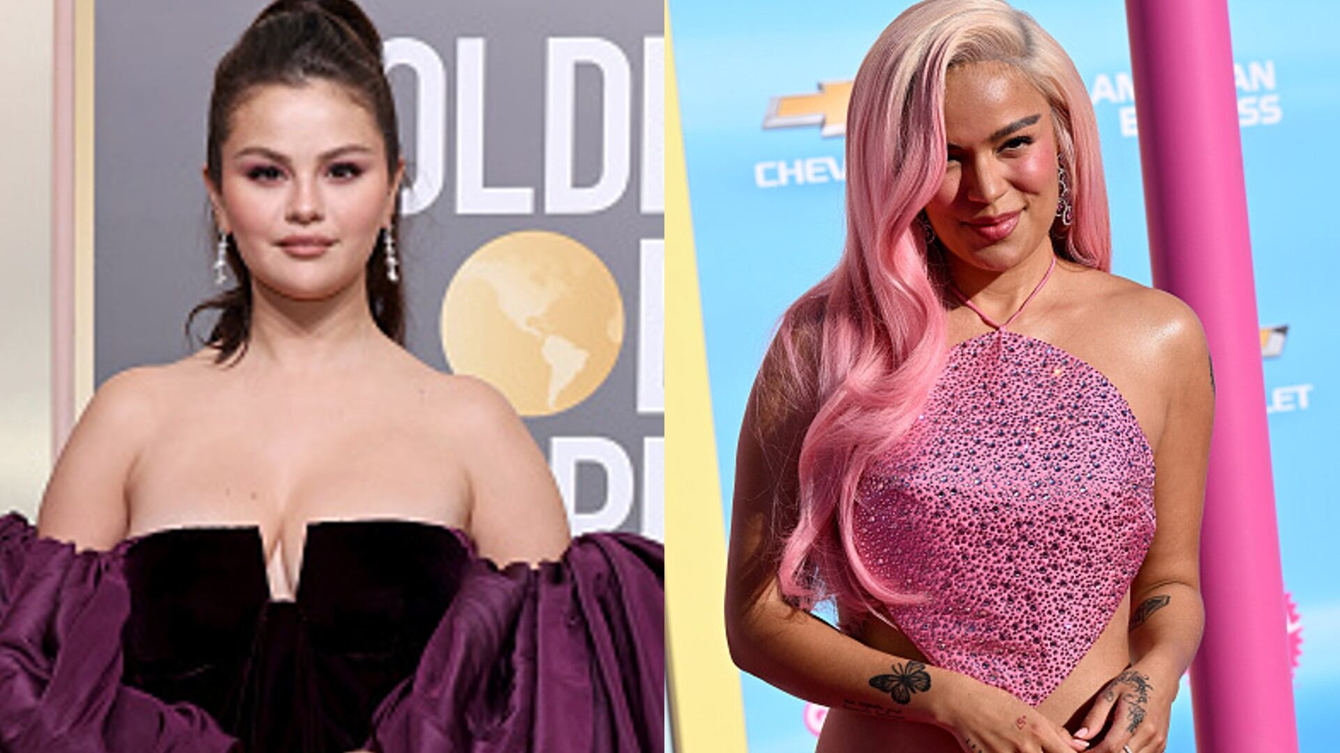 Karol G se robó las miradas al bailar y posar con la actriz.