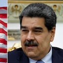 Maduro y una bandera de Estados Unidos