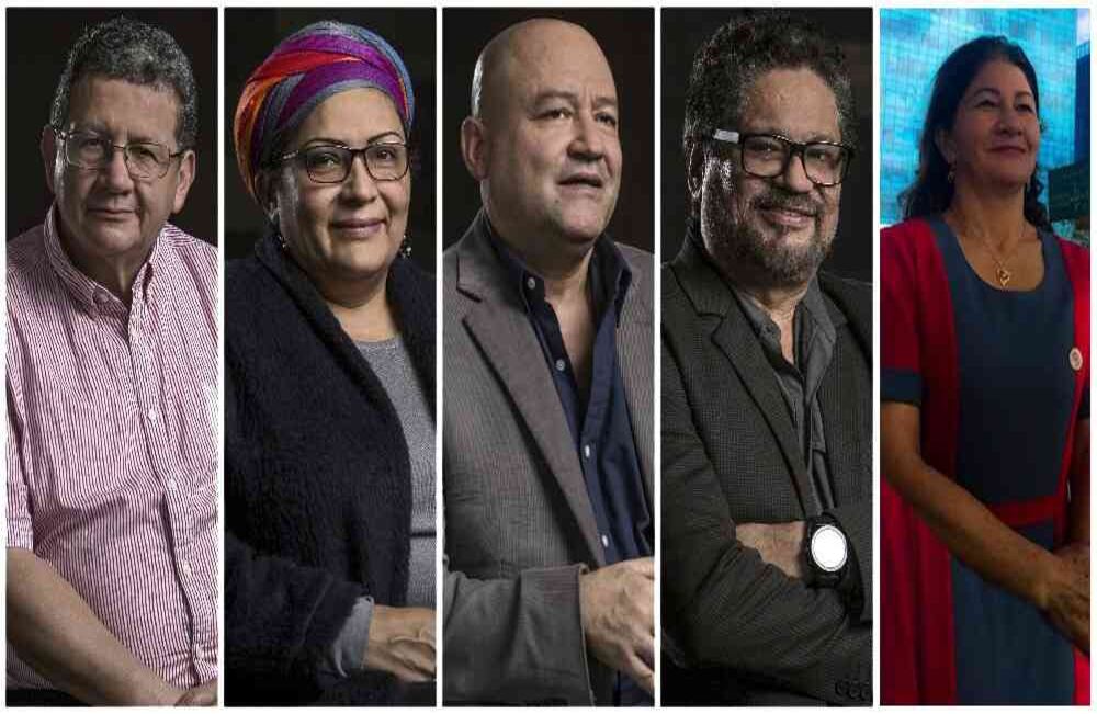 Pablo Catatumbo, Victoria Sandino, Carlos Antonio Lozada, Iván Márquez y Sandra Ramírez. Juan Carlos Sierra / SEMANA / Archivo Particular