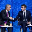El presidente Iván Duque junto al presidente de Francia Emmanuel Macron en su visita a Francia