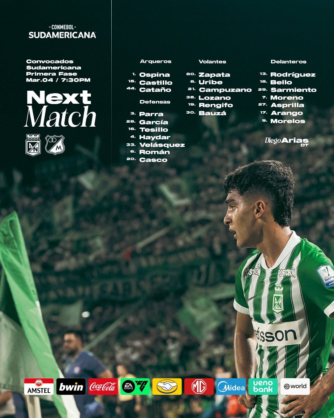 Convocatoria de Atlético Nacional.