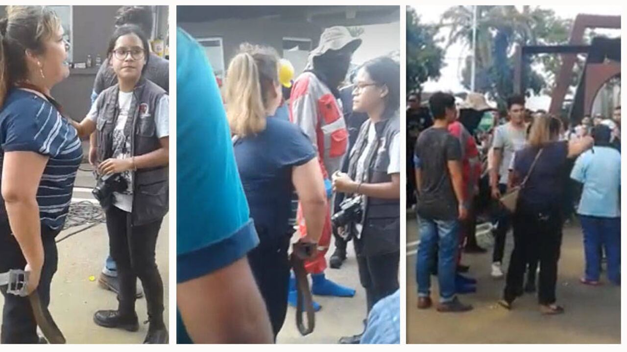 La mujer llegó hasta una universidad en Santander a buscar a su hijo, quien estaría participando de las marchas sin su permiso.