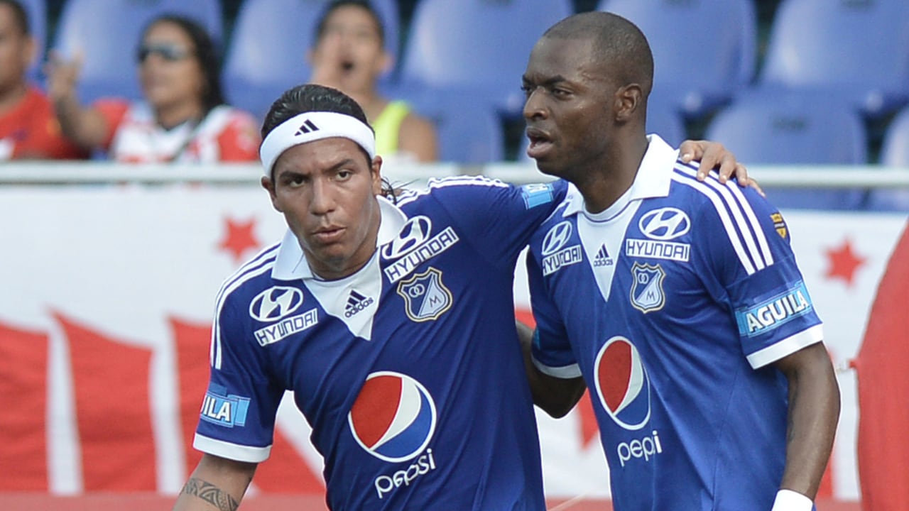 Dayro Moreno y Wason Rentería, juntos, en Millonarios (2013).