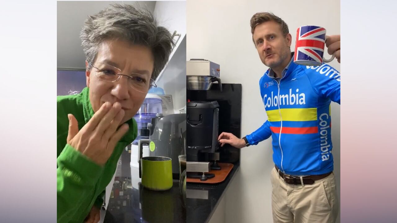 La alcaldesa de Bogotá, Claudia López, y el embajador del Reino Unido para Colombia, George Hodgson