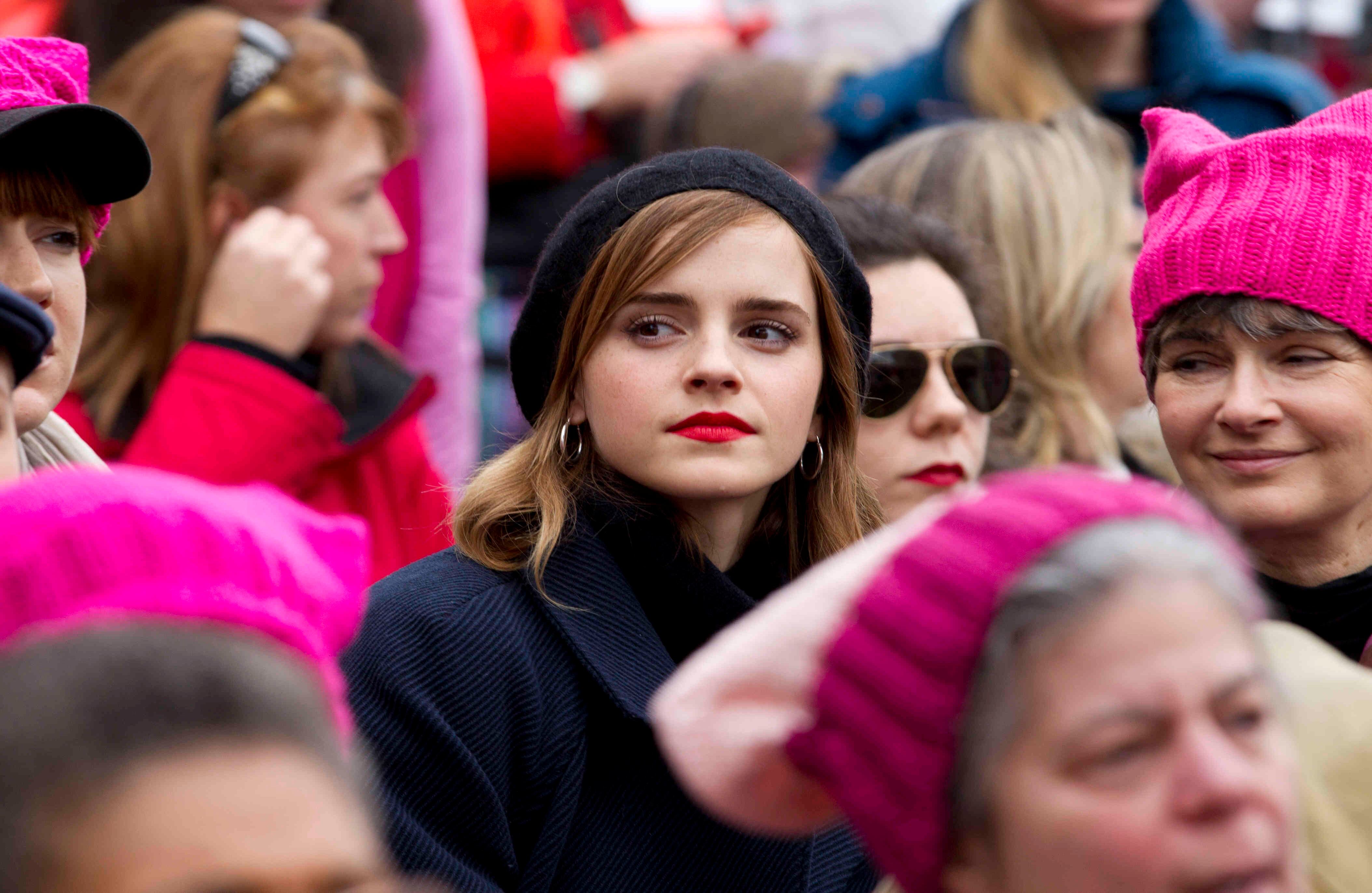 La actriz Emma Watson en medio de la multitud  (Foto AP  José Luis Magaña)