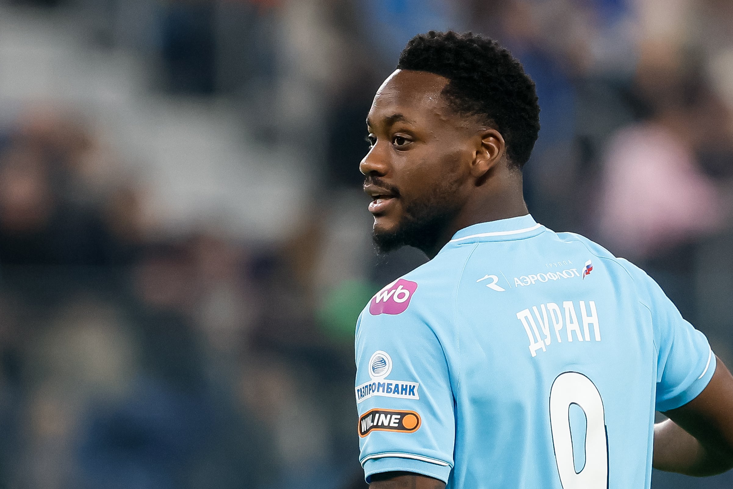 Jhon Duran of Zenit looks on during the Russian Premier League match between FC Zenit Saint Petersburg and FC Baltika Kaliningrad on February 27, 2026 at Gazprom Arena in Saint Petersburg, Russia. (Photo by Mike Kireev/NurPhoto via Getty Images)