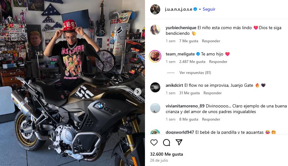 Juan José, hijo de Melissa Gate sorprendió con una publicación de su nueva moto.